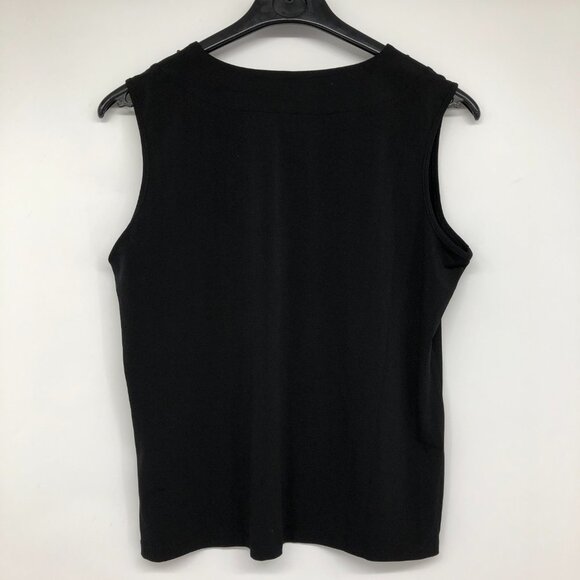 Tanjay Black Sleeveless V-neck beaded neckline tank top size S petite - Picture 11 of 12